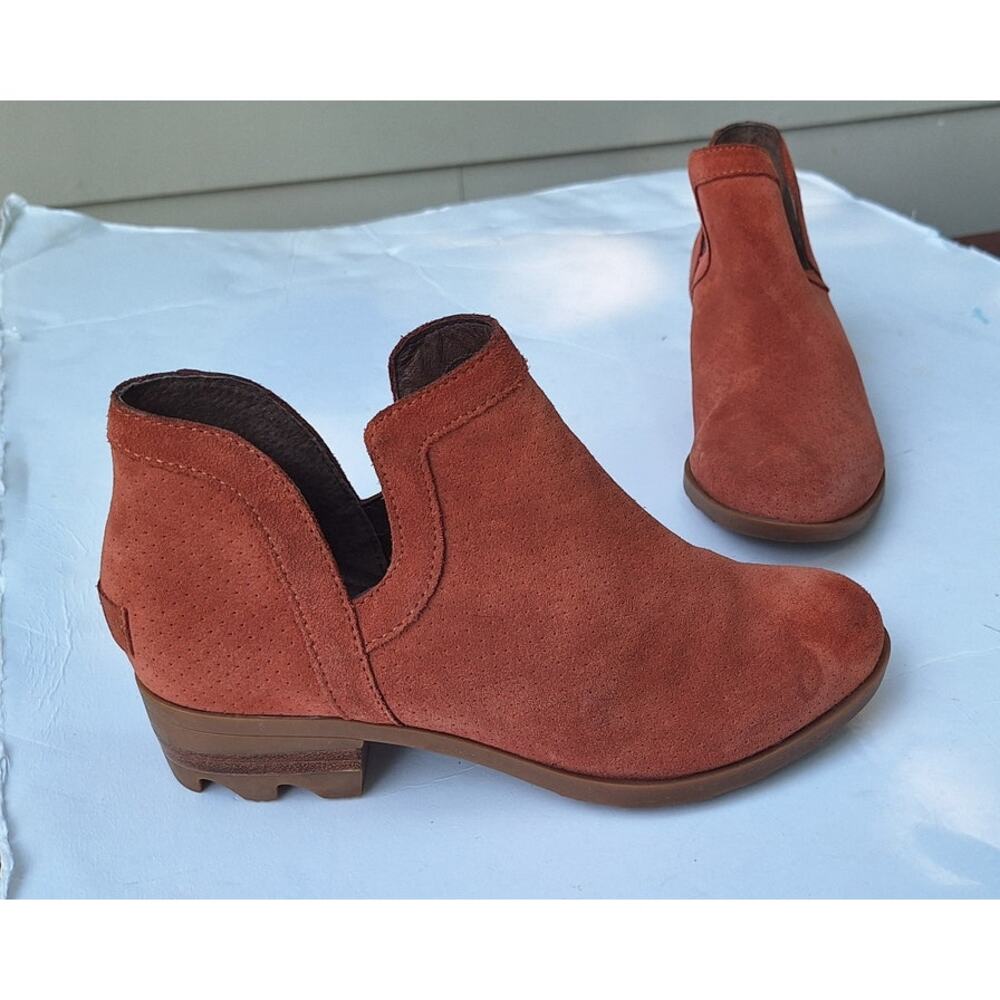 Sorel Women's Lolla Cutout Suede Bootie Burnt Orange Rust Waterproof Size 6.5 - Picture 2 of 11